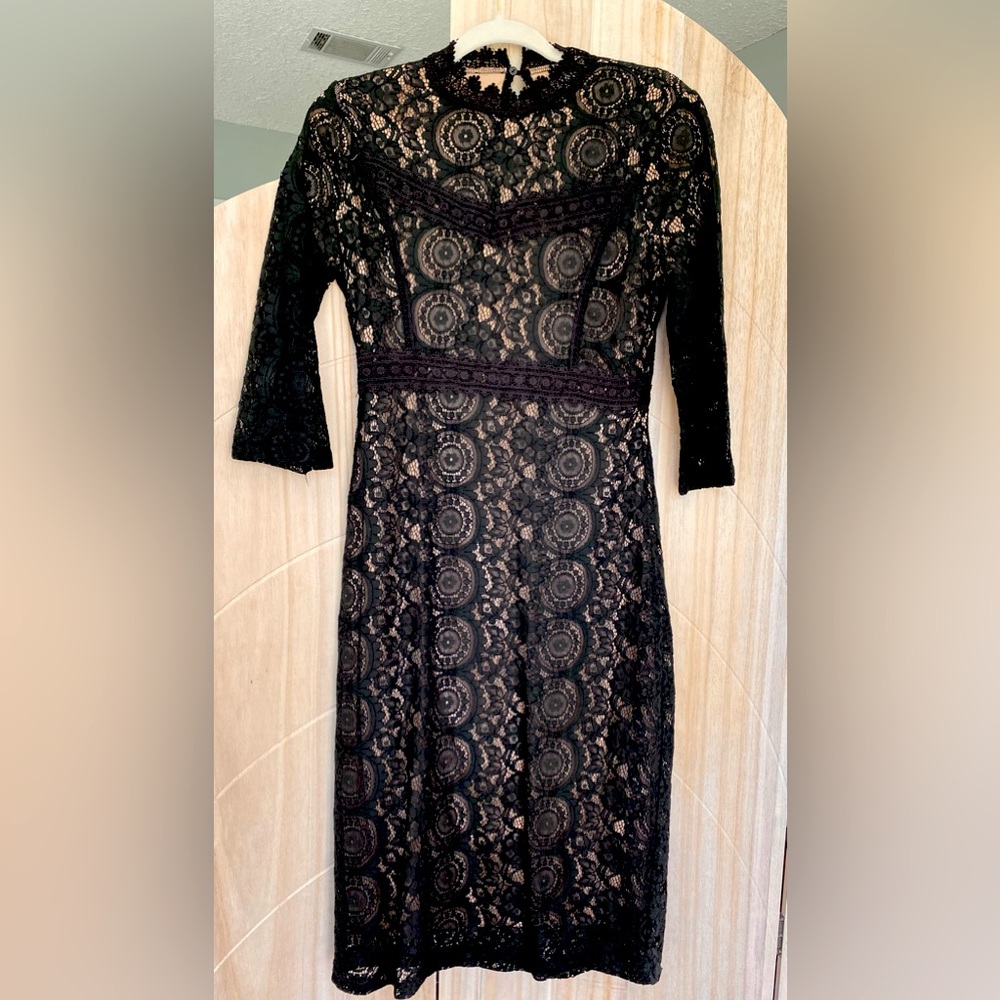 Polagram Romantic Black Lace overlay dress size Small
